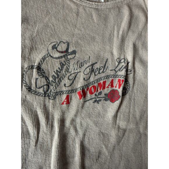 Shania Twain tan “Man I Feel Like a Woman” graphic ribbed tank top - Picture 3 of 3